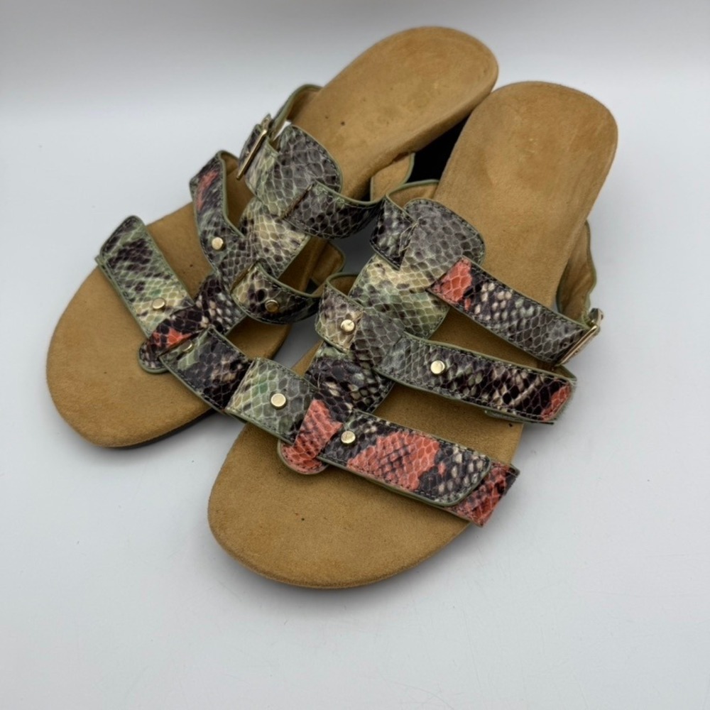 Vionic Radia Wedge Snake Print Sandals Adjustable Buckle Comfort‎ Slides Size 9